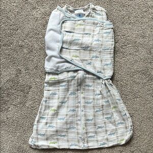 Halo Blue and Green Crocodile Print Sleep Sack Swaddle